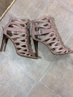 Vince Camuto Pink Leather Stiletto Strappy Sandals Size 10 Adjustable Buckle